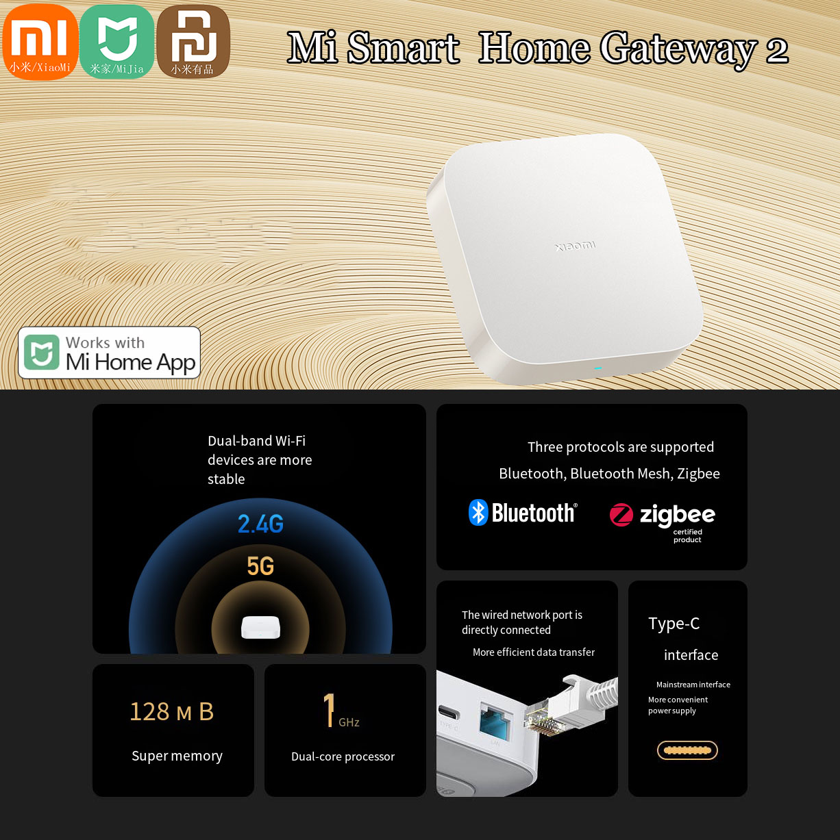 Smart Home Xiaomi Hub 2 - Оригинальный Xiaomi Mijia умный дом концентратор