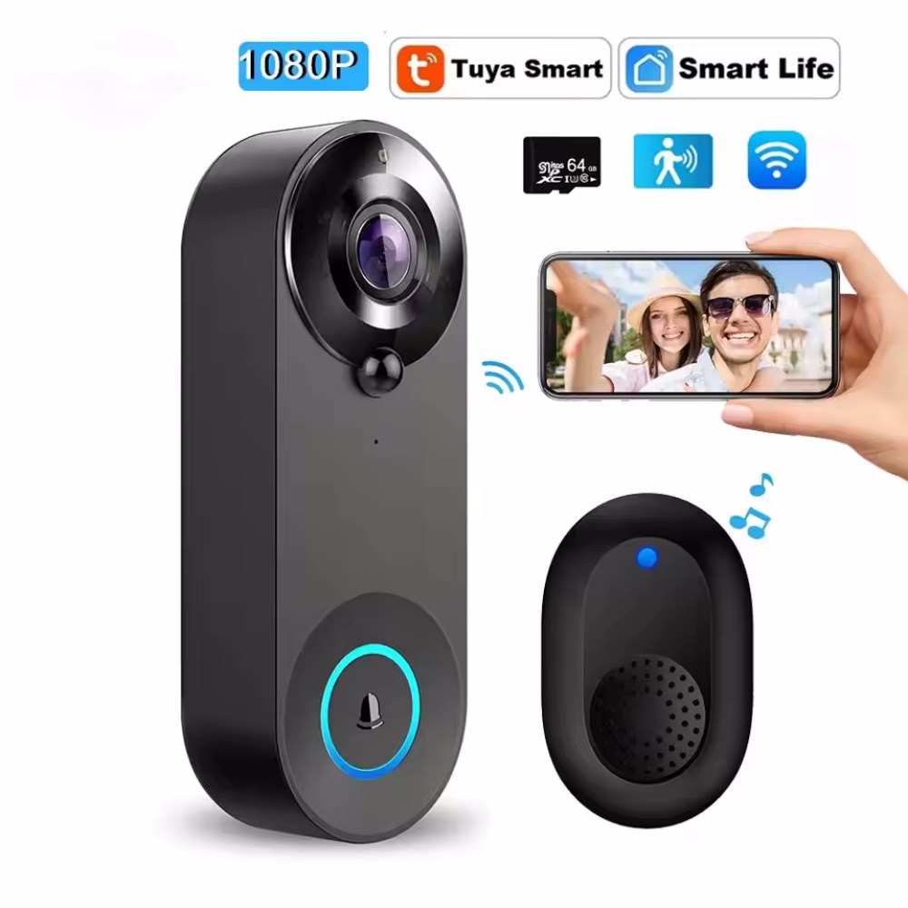 Smart Home Video Doorbell - Tuya 1080P беспроводной Wi-Fi дверной звонок