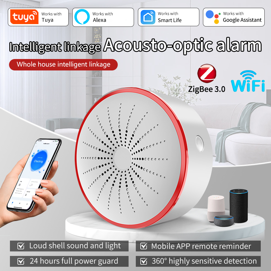 Smart Home Theater - Умная сирена-сигнализация Tuya WiFi ZigBee, интеллектуальная