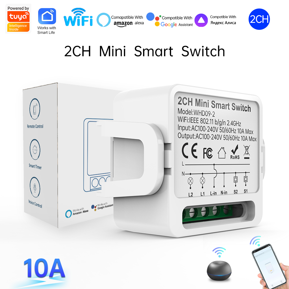 Smart Home Google - Двухканальный умный выключатель Tuya Smart Switch
